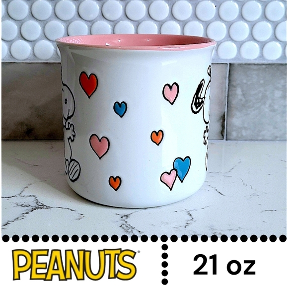 Peanuts Snoopy Pink Hearts 21oz Mug - NWT - Picture 5 of 8